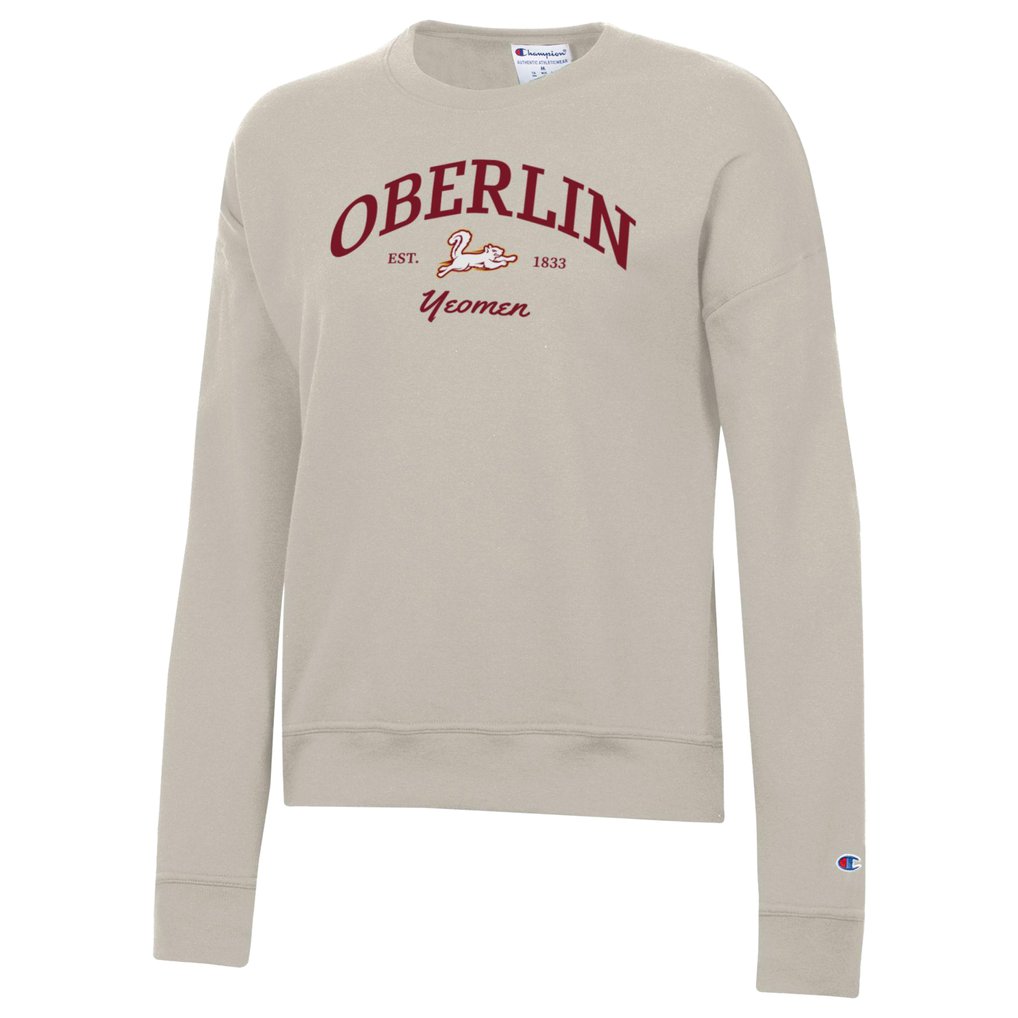  Oberlin Yeomen Champion Women's Powerblend Pullover Sweatshirt - Oatmeal